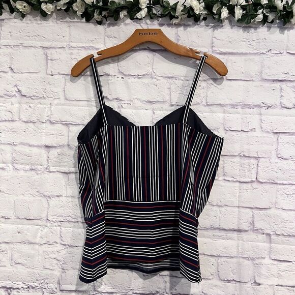 Woman SM Striped Pattern Camisole Crop Top Size‎ Large Sleeveless Casual - Picture 2 of 7